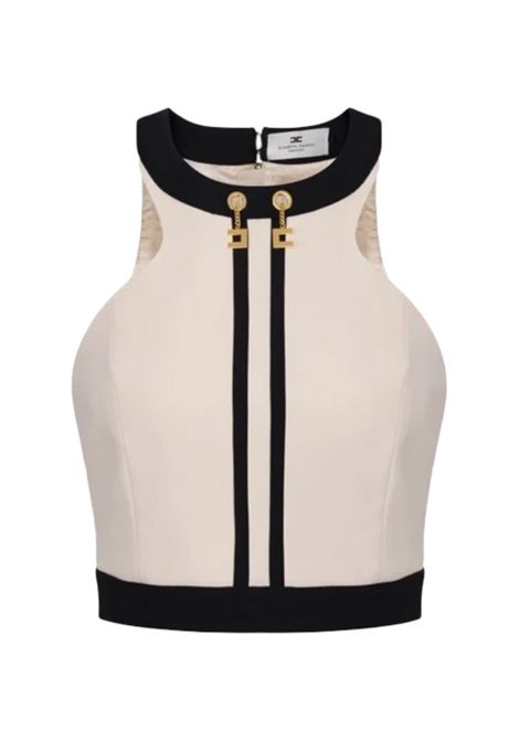 Top ELISABETTA FRANCHI donna TOT0156 Beige aderente slim zip e ganci ELISABETTA FRANCHI | Top | TOT0156EF1